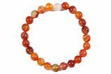 Banded Carnelian Agate Stone Bracelet - Elastic Band - Photo 2